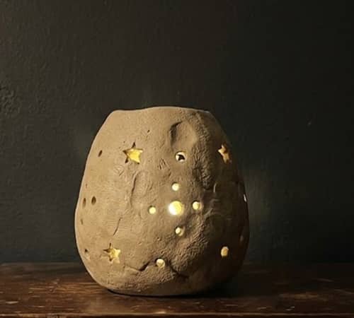 10. Pebble-Texture Clay Lantern