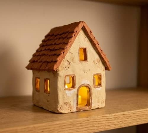 10. Tiny Clay House Lamp