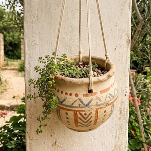 11. Bohemian Mediterranean Hanging Clay Pot