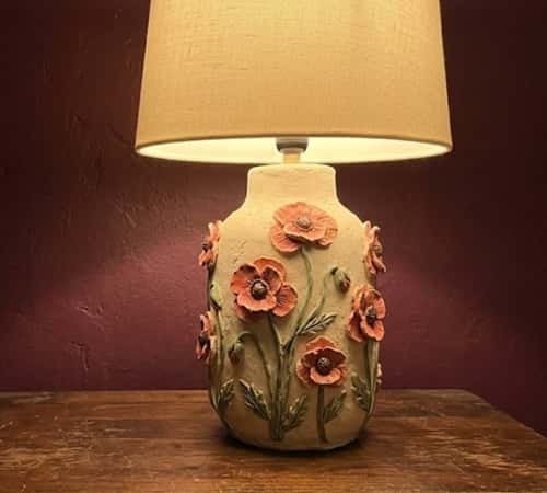 11. Poppy Field Clay Lamp