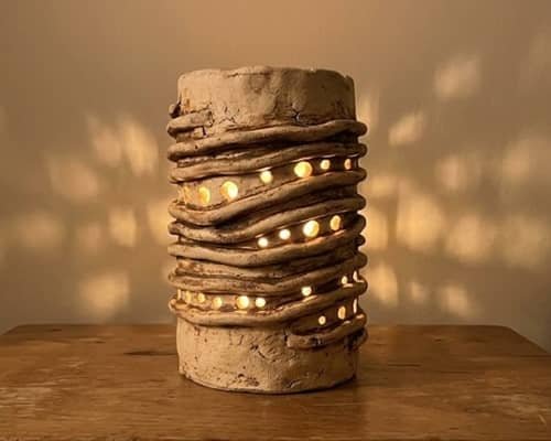 11. Sculpted Spiral Clay Lamp