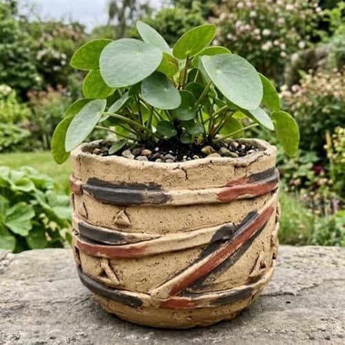 11. Tribal Stripe Clay Sculpture Planter