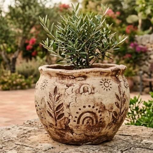 12. Aged Mediterranean Relief Flower Pot