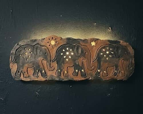 12. Elephant Family Clay Wall Night Lamp