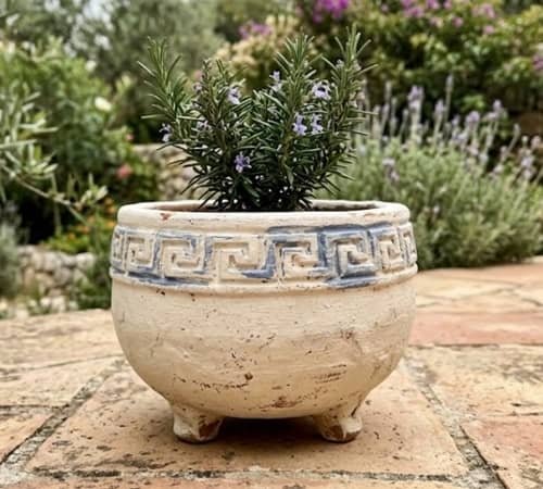 2. Greek Key Relief Clay Planter