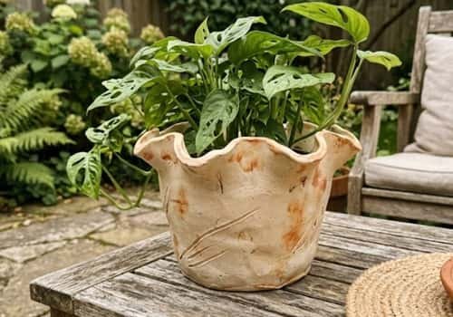 2. Wavy Rim Boho Planter