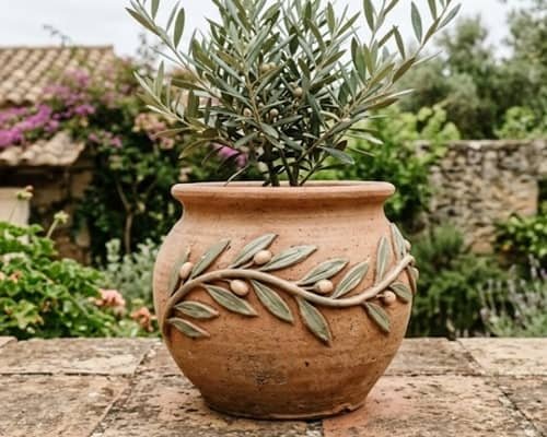 3. Olive Branch Mediterranean Clay Pot