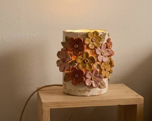 4. Boho Clay Flower Lamp