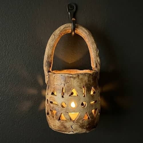 4. Hanging Clay Lantern With A Clay Handle