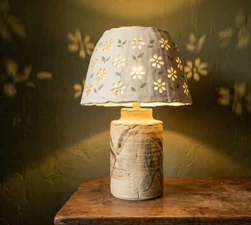 5. Floral Cutout Clay Lampshade