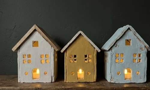 5. Mini House Lanterns Made From One Template