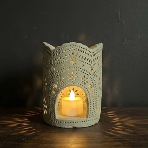 6. Clay Lantern With A Lace-Like Pattern