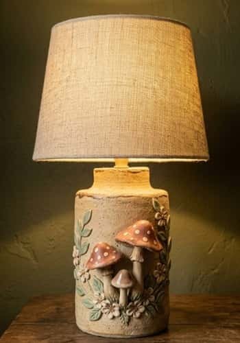 6. Mushroom-and-Flower Woodland Lamp
