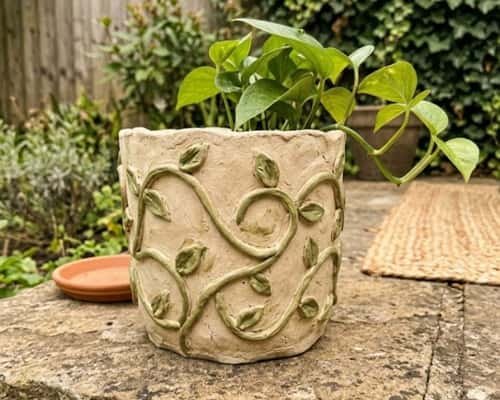 6. Vine Drawing Relief Planter