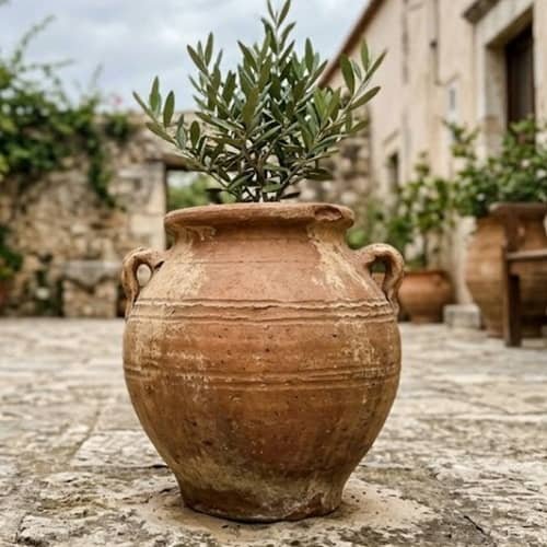 7. Rustic Mediterranean Urn Planter