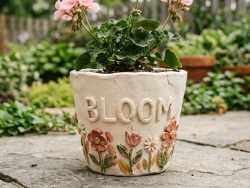 8. Boho Flower Typography Planter