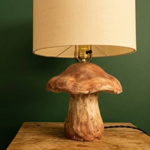 8. Mushroom-Inspired Clay Lamp Base