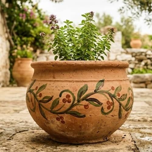 9. Terracotta Vine Drawing Pot