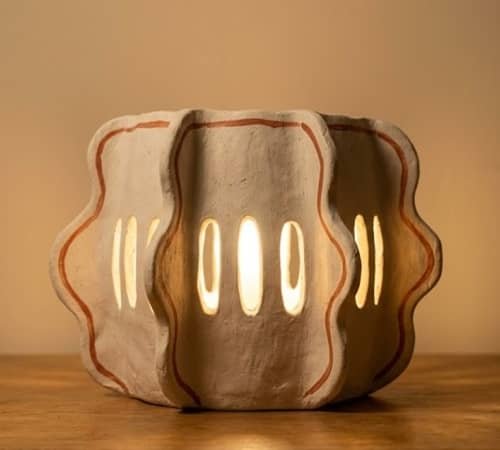 9. Wavy Boho Clay Table Lamp